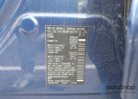 2018 Nissan Rogue Sv z USA, uszkodzony, nr VIN KNMAT2MT6JP513628